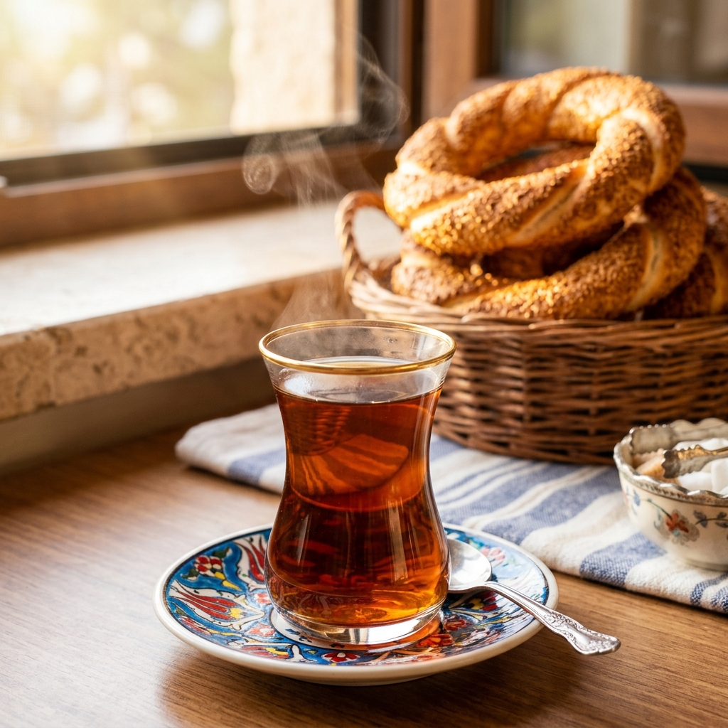 Demleme Türk Çayı ve Çıtır Simit